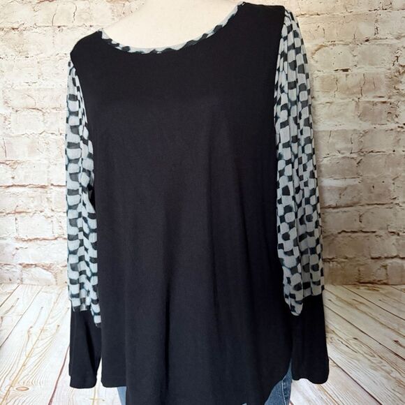 Liverpool Tops - Liverpool checkered sleeve top